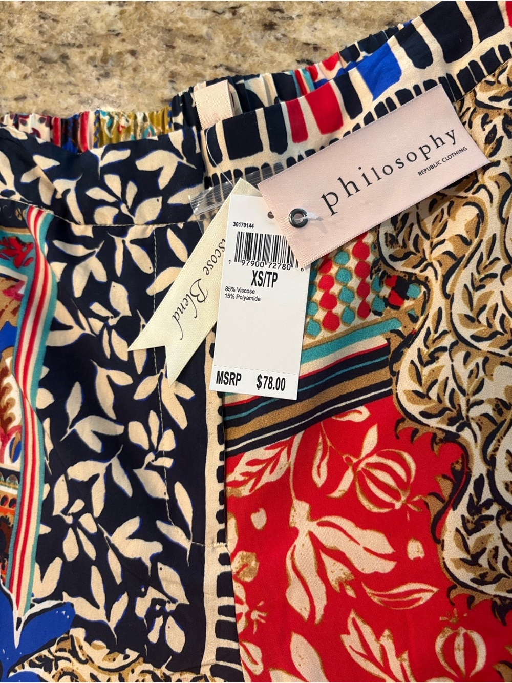 Philosophy | Patchwork Printed Pant with Pockets - Picture 11 of 16